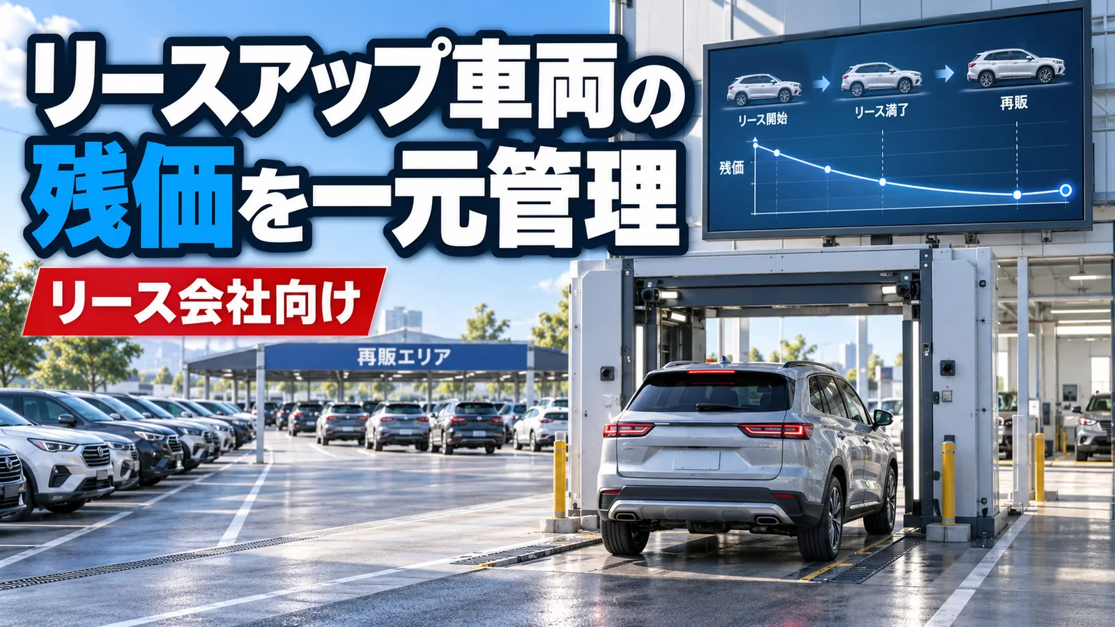 リース会社向け：リースアップ車両の残価を車両価値データで一元管理するイメージ