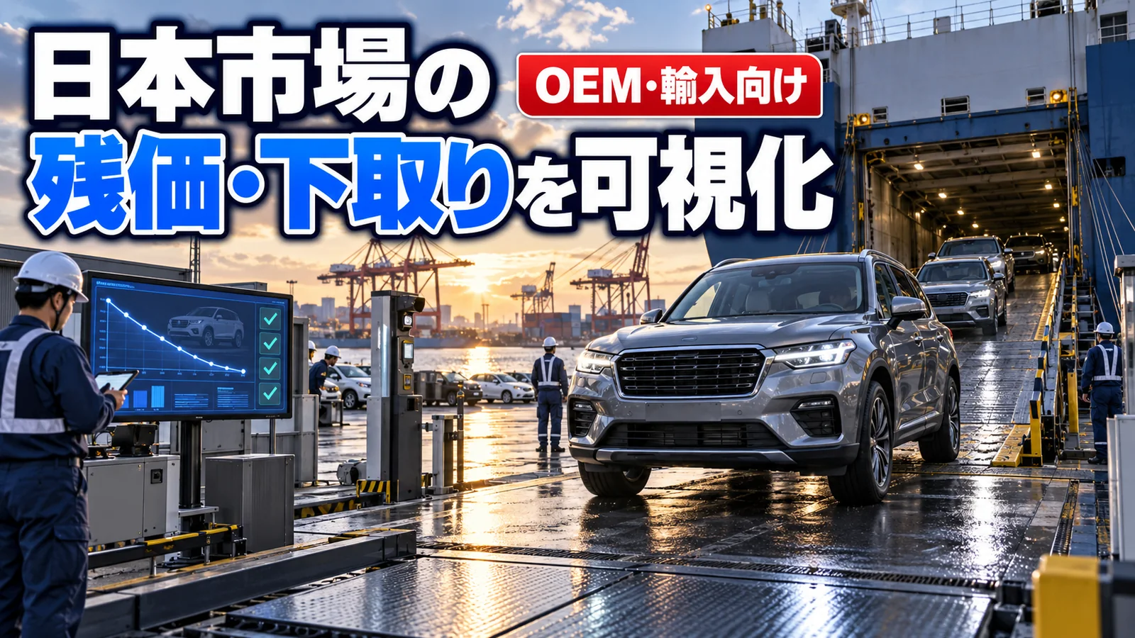 OEM・輸入インポーター向け：日本市場での残価・下取り価格を車両価値データで可視化するイメージ